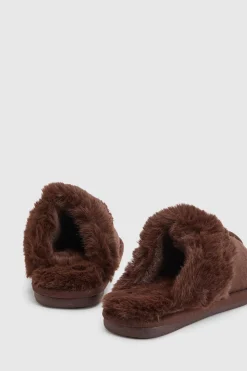 Chaussons Mules À Bordure Duveteuse