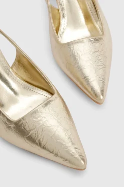 Chaussure de ville métallique à bride arrière et talon aiguille bas