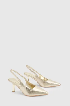 Chaussure de ville métallique à bride arrière et talon aiguille bas