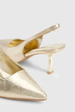 Chaussure de ville métallique à bride arrière et talon aiguille bas