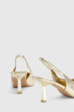 Chaussure de ville métallique à bride arrière et talon aiguille bas