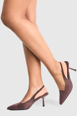 boohoo Chaussure de ville à talon bas et à bride arrière en stiletto< Looks Chocolat|Chaussures À Talons