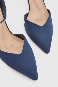Chaussures De Cérémonie Escarpins Pointus À Bride Cheville Ornée De Strass En Satin Avec Doublure Confort Sicily