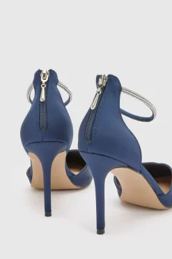 Chaussures De Cérémonie Escarpins Pointus À Bride Cheville Ornée De Strass En Satin Avec Doublure Confort Sicily