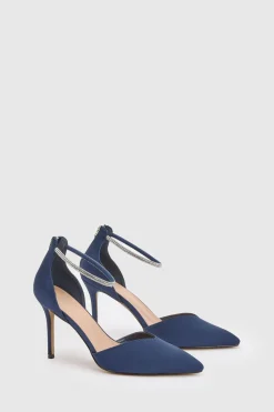 Chaussures De Cérémonie Escarpins Pointus À Bride Cheville Ornée De Strass En Satin Avec Doublure Confort Sicily