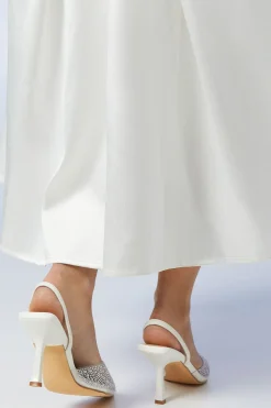 Chaussures de Mariée Tilly à Bout Pointu en synthétiquecuir avec Diamants et Perles, Bride Arrière, Coupe Large