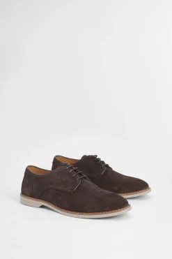 Chaussures Derby En Daim Chocolat