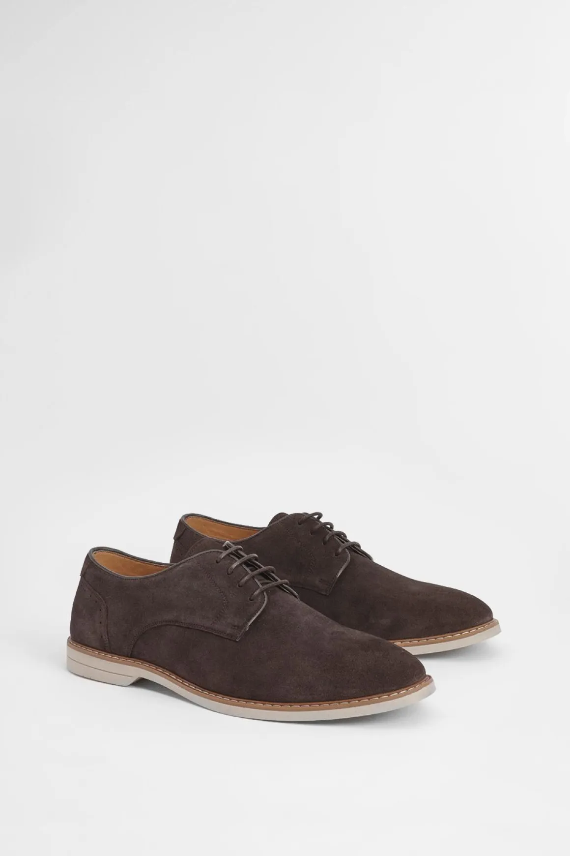 Chaussures Derby En Daim Chocolat