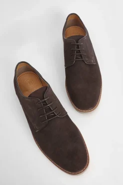 Chaussures Derby En Daim Chocolat