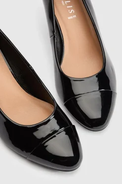 Chaussures De Ville À Bout Amande Avec Empiècement, Talon Compensé Moyen, Coupe Large
