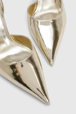 Chaussures de ville à bride arrière métalliques à talons hauts