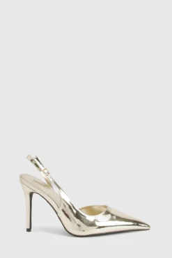 Chaussures de ville à bride arrière métalliques à talons hauts
