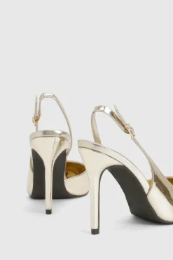 Chaussures de ville à bride arrière métalliques à talons hauts