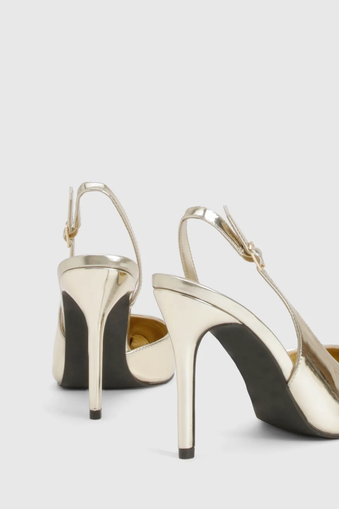 Chaussures de ville à bride arrière métalliques à talons hauts