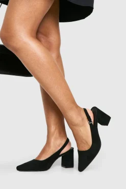 Chaussures de ville à brides arrière à talon bas pour pied large
