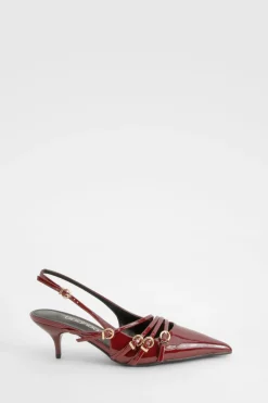 Chaussures de ville à large ajustement, stiletto bas avec boucle