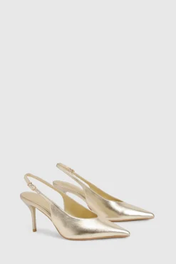 Chaussures de ville métalliques à brides arrière à bout pointu