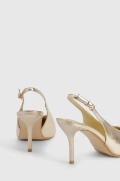 Chaussures de ville métalliques à brides arrière à bout pointu