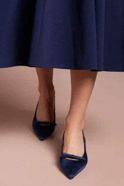 Chaussures De Ville Riley En Satin À Bride Arrière Avec Détail Nœud Et Talon Bloc Moyen