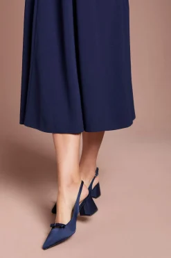 Chaussures De Ville Riley En Satin À Bride Arrière Avec Détail Nœud Et Talon Bloc Moyen