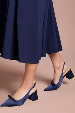 Chaussures De Ville Riley En Satin À Bride Arrière Avec Détail Nœud Et Talon Bloc Moyen