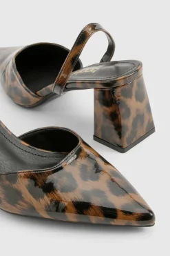 Chaussures de ville à talon bloc imprimé léopard pour pieds larges
