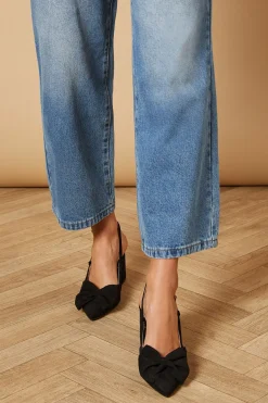Chaussures Dorinda à Talon Bloc et Bride Arrière en Daim Synthétique avec Nœud