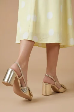 Chaussures Dorinda à Talon Bloc avec Nœud et Bride Arrière en synthétique Métallisé