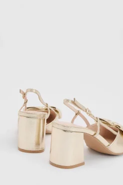 Chaussures Dorinda à Talon Bloc avec Nœud et Bride Arrière en synthétique Métallisé