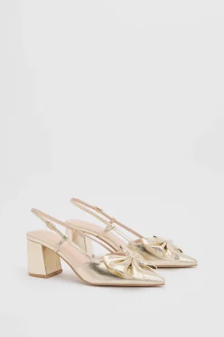 Chaussures Dorinda à Talon Bloc avec Nœud et Bride Arrière en synthétique Métallisé