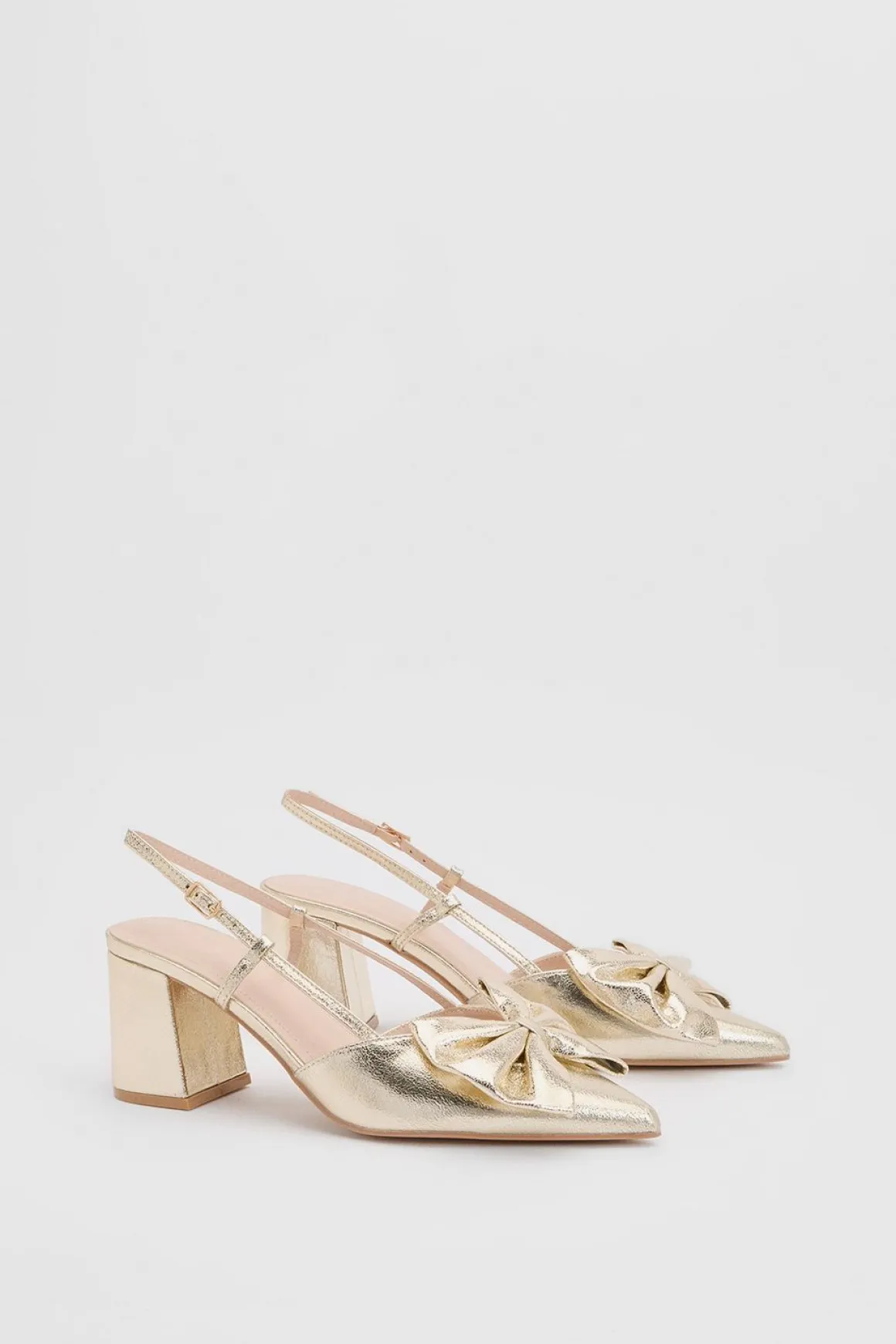Chaussures Dorinda à Talon Bloc avec Nœud et Bride Arrière en synthétique Métallisé