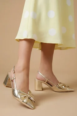 Chaussures Dorinda à Talon Bloc avec Nœud et Bride Arrière en synthétique Métallisé