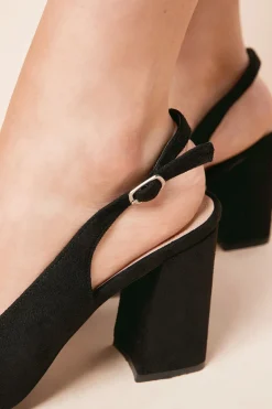Chaussures Escarpins À Bride Arrière Ellen Coupe Large En Synthétique À Bout Pointu Et Talon Bloc Haut
