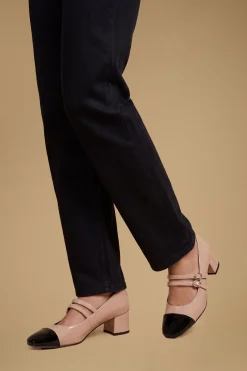Chaussures Mary Jane À Talon Bloc Avec Bout Rapporté En Synthétiquecuir Clair