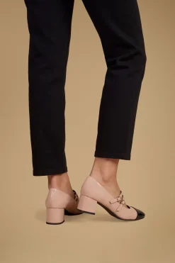 Chaussures Mary Jane À Talon Bloc Avec Bout Rapporté En Synthétiquecuir Clair