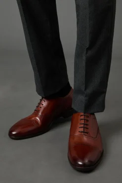 Chaussures Oxford Richelieu en Cuir Tan avec Bout Rapporté