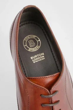 Chaussures Oxford Richelieu en Cuir Tan avec Bout Rapporté
