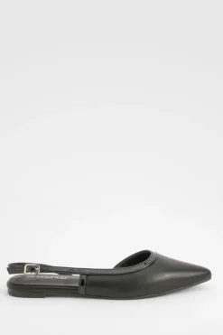 Chaussures plates slingback à bout pointu avec détails contrastés