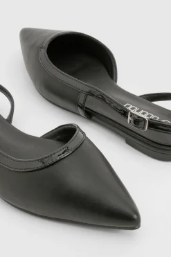 Chaussures plates slingback à bout pointu avec détails contrastés