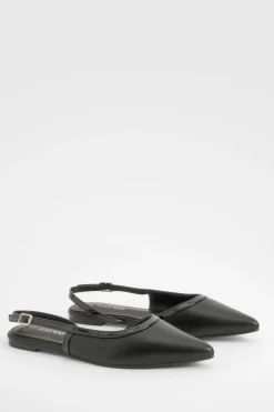 Chaussures plates slingback à bout pointu avec détails contrastés