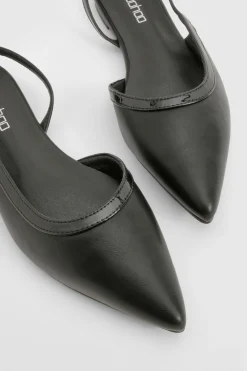 Chaussures plates slingback à bout pointu avec détails contrastés