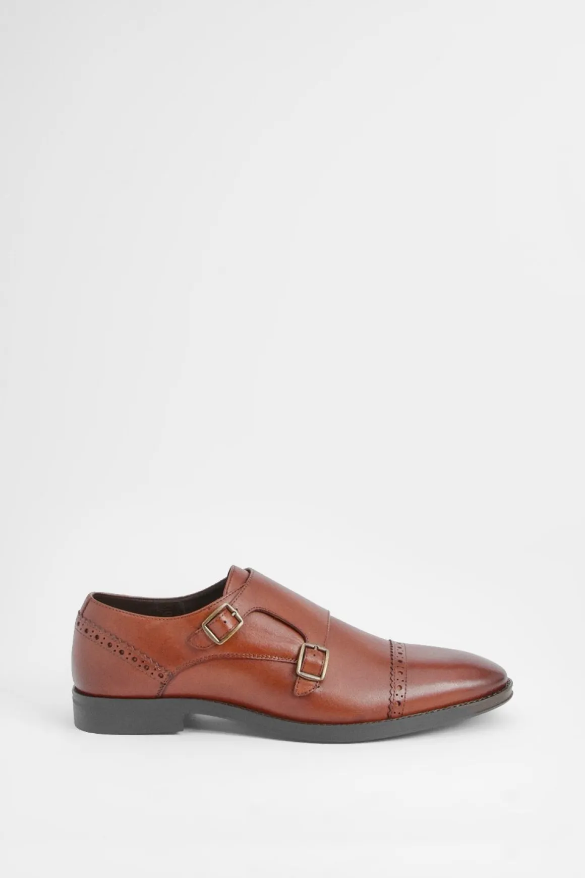 Chaussures Richelieu à Boucles Monk en Cuir Tan