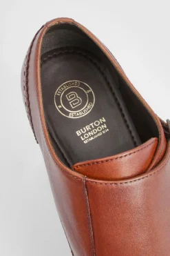 Chaussures Richelieu à Boucles Monk en Cuir Tan