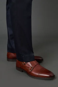 Chaussures Richelieu à Boucles Monk en Cuir Tan