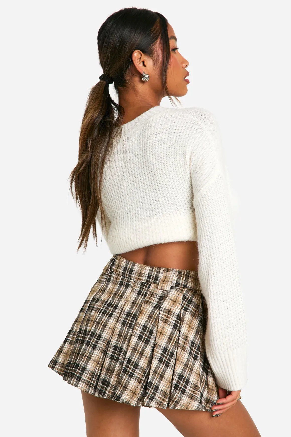 Check Pleat Mini Skirt