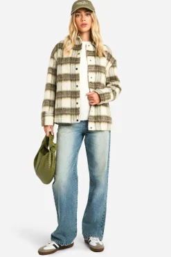 Check Wool Look Shacket