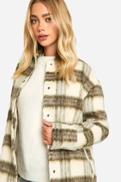 Check Wool Look Shacket
