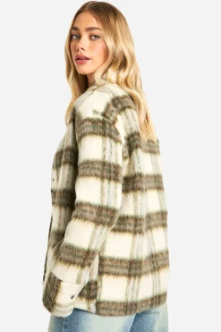 Check Wool Look Shacket