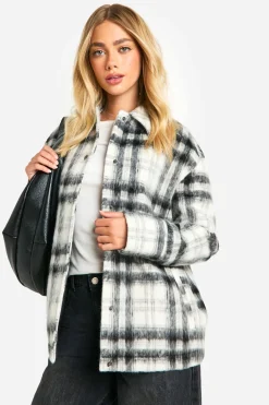 Check Wool Look Shacket