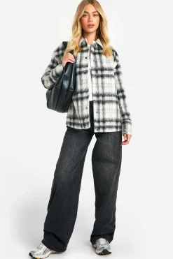 Check Wool Look Shacket